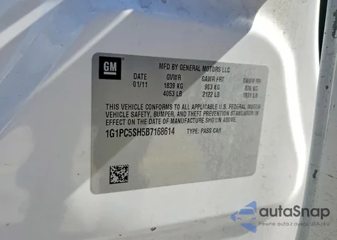 2011 Chevrolet Cruze Ls из США, поврежденный, VIN 1G1PC5SH5B7168614